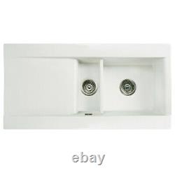Astini Desire 150 1.5 Bowl Gloss white Ceramic Kitchen Sink, Waste, Colonial Tap
