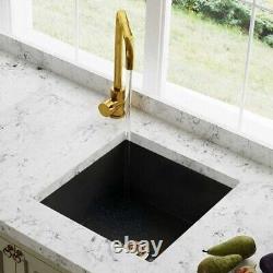 Astini Hampton 100 1.0 Bowl Matt Black Ceramic Kitchen Sink & Gold Waste