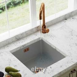 Astini Hampton 100 1.0 Bowl Matt Grey Ceramic Kitchen Sink & Copper Waste