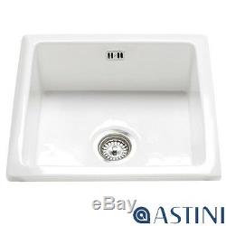 Astini Hampton 100 1.0 Bowl White Ceramic Undermount/Inset Kitchen Sink