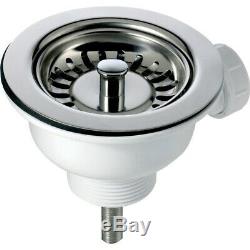 Astini Hampton 100 1.0 Bowl White Ceramic Undermount Kitchen Sink & Chrome Waste