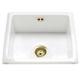 Astini Hampton 100 1.0 Bowl White Ceramic Undermount Kitchen Sink & Gold Waste