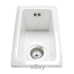 Astini Hampton 150 1.5 Bowl White Ceramic Undermount Kitchen Sink & Waste Set