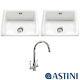 Astini Hampton 200 2.0 Bowl White Ceramic Kitchen Sink, Waste & 7018/CP/WL Tap