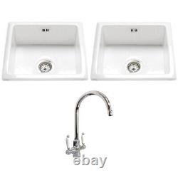 Astini Hampton 200 2.0 Bowl White Ceramic Kitchen Sink, Waste & 7018/CP/WL Tap