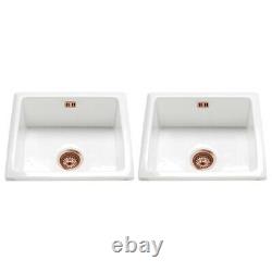 Astini Hampton 200 2.0 Bowl White Ceramic Undermount Kitchen Sink & Copper Waste