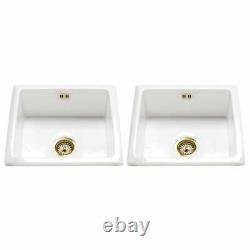 Astini Hampton 200 2.0 Bowl White Ceramic Undermount Kitchen Sink & Gold Waste