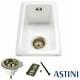 Astini Hampton 50 0.5 Bowl White Ceramic Undermount Kitchen Sink & Bronze Waste