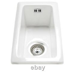 Astini Hampton 50 0.5 Bowl White Ceramic Undermount Kitchen Sink & Chrome Waste