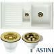 Astini Rustique 150 1.5 Bowl White Ceramic Kitchen Sink & Gold Waste