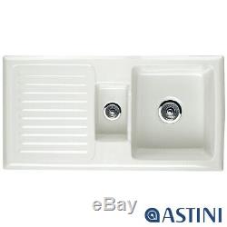 Astini Rustique 150 1.5 Bowl White Ceramic Kitchen Sink & Waste