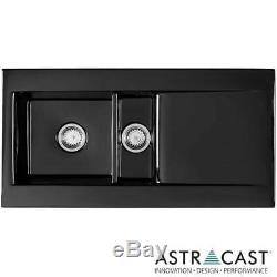 Astracast Liscio 1.5 Bowl Black Ceramic Kitchen Sink & Waste