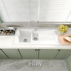 Balterley Fireclay Counter Top 1.5 Bowl Sink with Ridged Draining Area BKS230