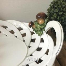 Bassano Ceramic Hand Painted Bowl Dish 37 cm Mushrooms 3d Motif From Italy New