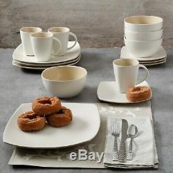 Beautiful 32-Piece Dinnerware Set Round Square Plates Bowls Mugs, Pastel Linen