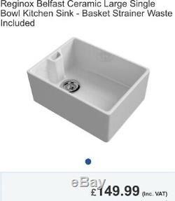 Belfast Sink Reginox 600mm 1.0 Bowl Ceramic Sink & Waste kit