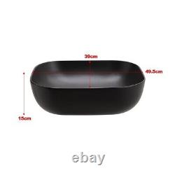 Black Bathroom Sink Large Rectangle Wash Bowl Ceramic Basin Cloakroom Coutertop