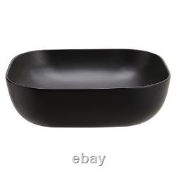 Black Bathroom Sink Large Rectangle Wash Bowl Ceramic Basin Cloakroom Coutertop