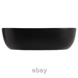 Black Bathroom Sink Large Rectangle Wash Bowl Ceramic Basin Cloakroom Coutertop