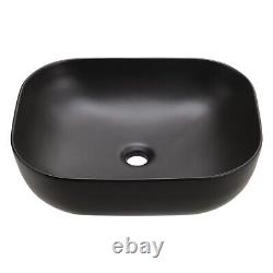 Black Bathroom Sink Large Rectangle Wash Bowl Ceramic Basin Cloakroom Coutertop