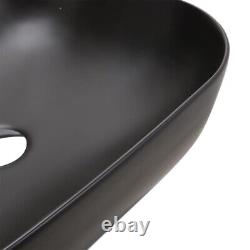 Black Bathroom Sink Large Rectangle Wash Bowl Ceramic Basin Cloakroom Coutertop