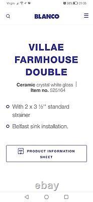Blanco Belfast Villae Farmhouse Double Bowl White Ceramic Kitchen Sink 525164
