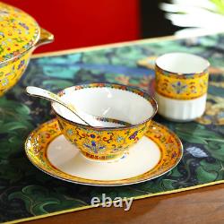 Bowl Household Palace Style Chinese Style Bowl Plate Bowl Dish Set Combination