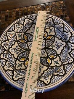 Bowl signed Ahmed Serghini Safi Hand painted pattern vintage pottery