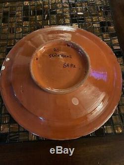 Bowl signed Ahmed Serghini Safi Hand painted pattern vintage pottery