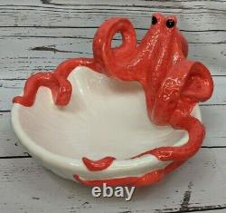Brand New Huge Thinkgeek Octopus Sculpted Ceramic Serving Bowl Tiki 14