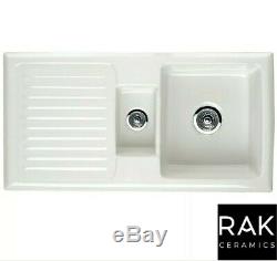 Brand New RAK Reversible Ceramic Kitchen Sink 1.5 Bowl White