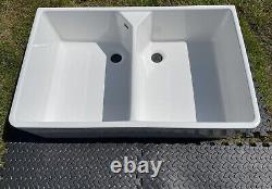 Butler 2 Bowl Fireclay Ceramic Sink. Brand New! Chrome Waste
