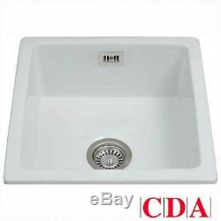 CDA 1.0 Bowl White Ceramic Undermount Inset Kitchen Sink