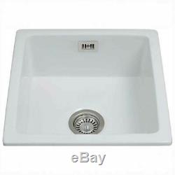 CDA 1.0 Bowl White Ceramic Undermount Inset Kitchen Sink