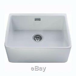 CDA Belfast 1.0 Bowl White Ceramic Kitchen Sink & Waste KC11WH