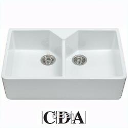 CDA Belfast 2.0 Bowl White Ceramic Kitchen Sink & Waste KC12WH