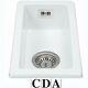 CDA Ceramic 1.0 Bowl White Ceramic Undermount Inset Kitchen Sink & Waste KC41WH