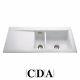 CDA Ceramic 1.5 Bowl White Ceramic Reversible Kitchen Sink & Waste KC74WH