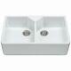 CDA KC12WH Belfast Ceramic Double Bowl Farmhouse Sink White Sit-on