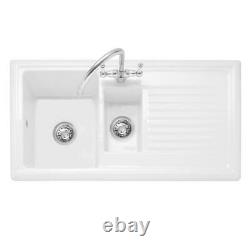 Caple Inset Kitchen Sink with Reversible Drainer 1.5 Bowl White Ceramic101cm W