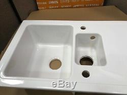 Ceramic 1.5 Bowl Kitchen Sink White HW171125