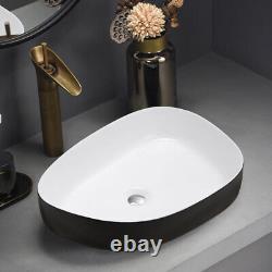 Ceramic Bathroom Vanity Wash Basin Sink Countertop Irregular Bowl Modern Black