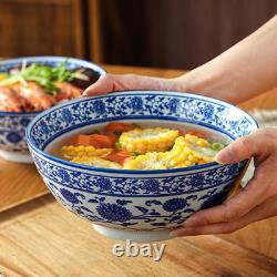 Ceramic Bowl Korean Blue and White Porcelain Large Noodle Bowl Retro Soup Bowl