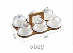 Ceramic Dessert Bowl Glass Cap Tray Pudding Ice Cream Plate Set Modern Dishes