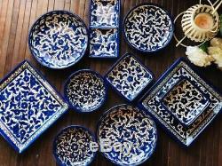 Ceramic Kitchen Set Bowls Plates Armenian Handmade Decorated Holy Land 10 pieces