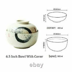 Ceramic Noodle Bowl Soup Ramen Deep Dish With Lid Japanese Style Dinnerware Tool