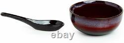 Ceramic Serving Soup Bowls with Spoons Microwave Safe (430 ML, Set of 4)