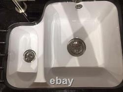 Ceramic Sink Undermount 1810, 1 1/2 Bowl, big bowl to the right Free P+P
