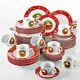 Christmas Santaclaus Dinner Set Red Porcelain Ceramic Tableware Plates Bowl Gift