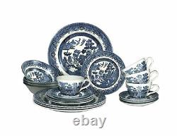 Churchill Blue Willow Plates Bowls Cups 20 Piece Dinnerware Set, Made In Engl